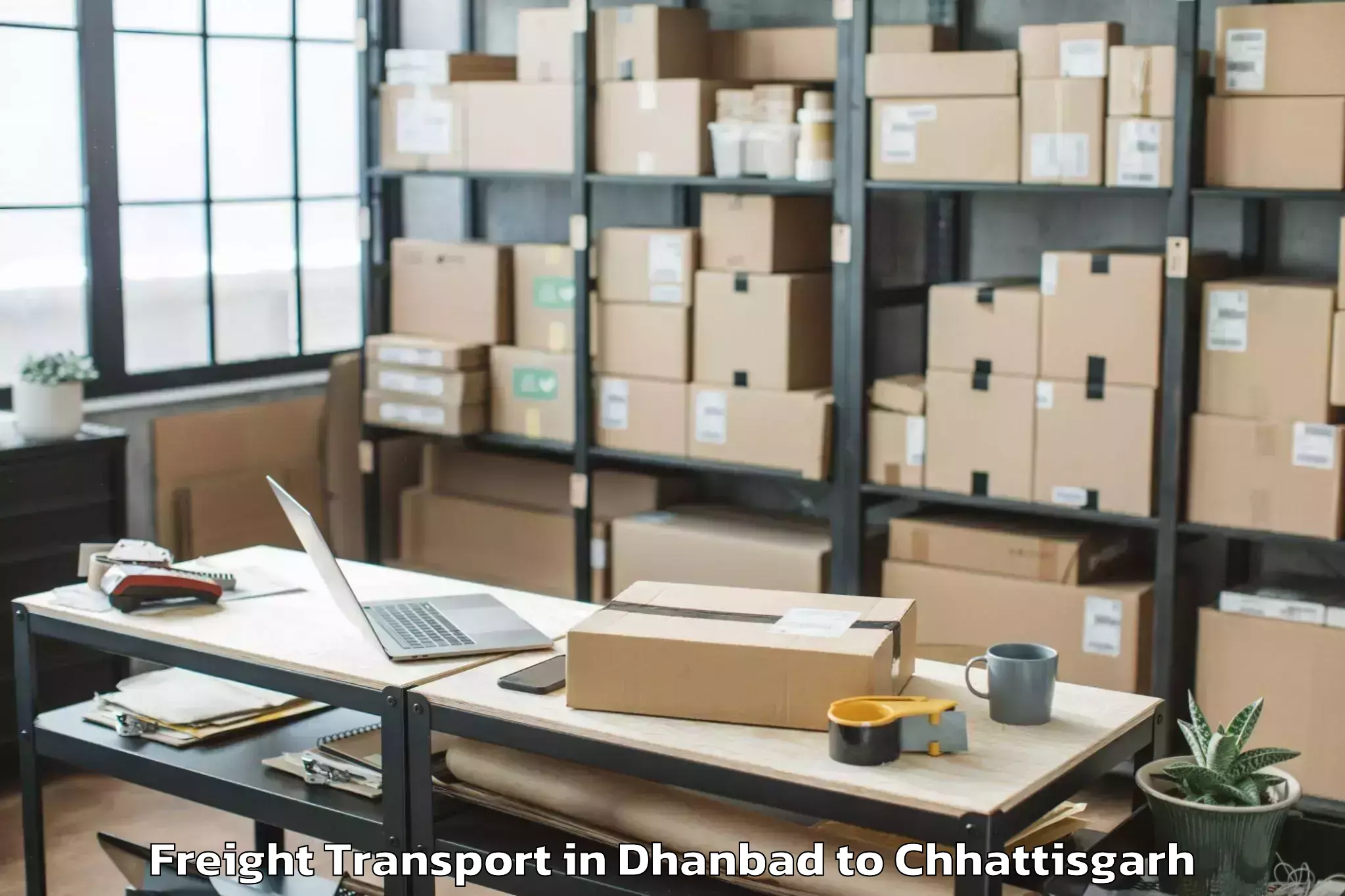 Dhanbad to Jagdalpur Airport Jgb Freight Transport Booking